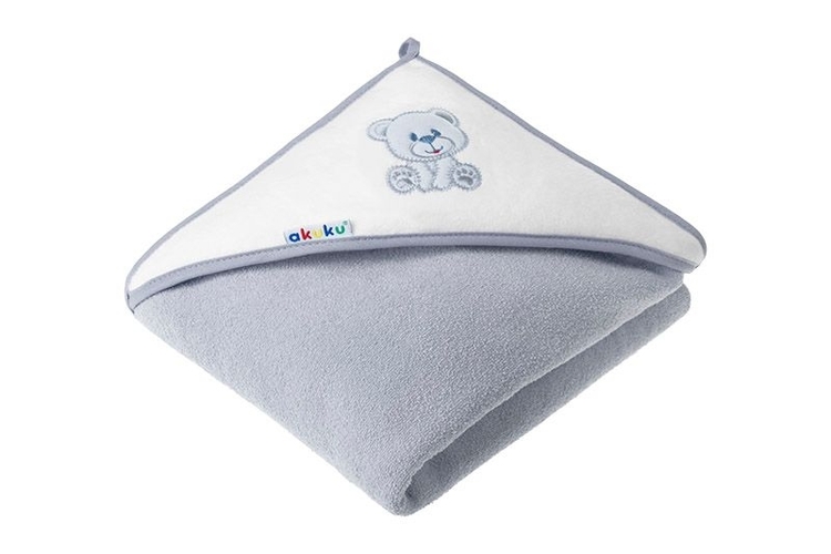 A1258 Baby hooded towel BEAR GREY