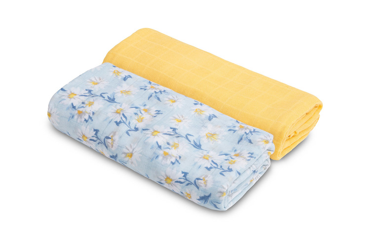 BAMBOO DIAPER 2-PACK MINT+YELLOW 120X120