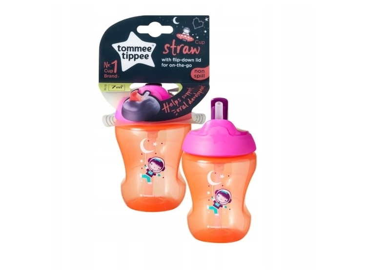 Tommee Tippee Straw Cup Non-flowing Mug with Straw 7m + Pink, 230ml