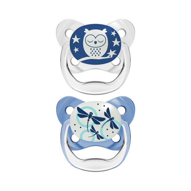 PV12008 PreVent Glow in the Dark BUTTERFLY SHIELD Pacifier - Stage 1, Assorted, 2-Pack