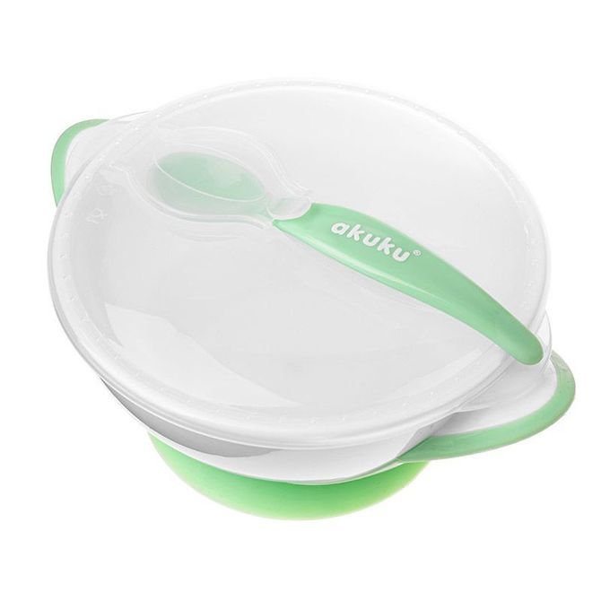 A0504 Bowl with section cup and spoon GREEN