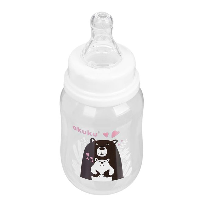 A0004 BOTTLE 125ML BEAR WHITE-BLACK