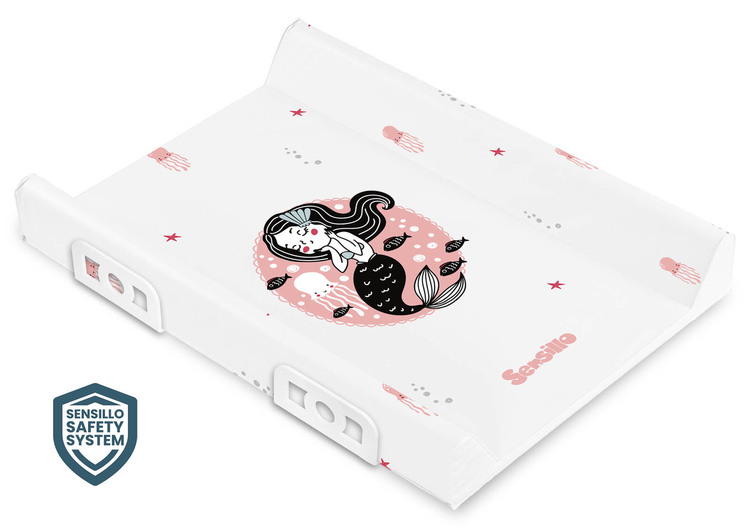 Stiffened Changing Pad Safety System 70 cm - mermaid - pink