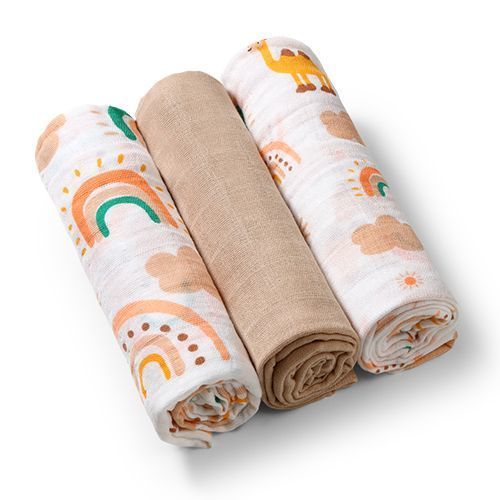 348/08 MUSLIN DIAPERS BEIGE 3 PCS