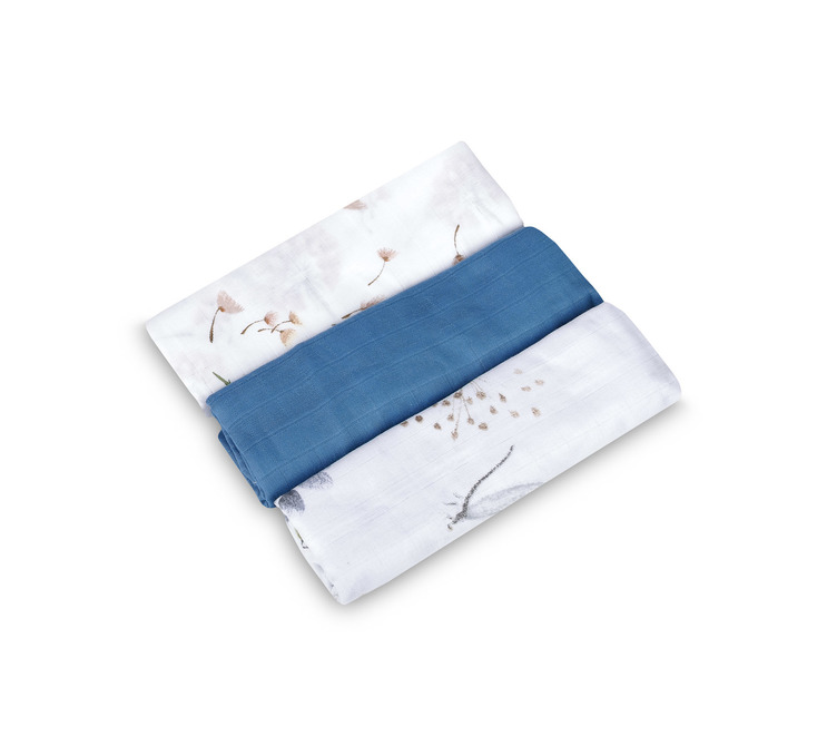 Muslin diaper 3-pack – blue