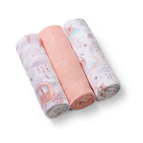 348/11 MUSLIN DIAPERS, 3 PCS, PINK