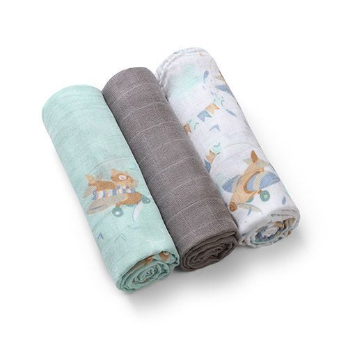 397/10 BAMBOO DIAPERS, 3 PCS, GRAY