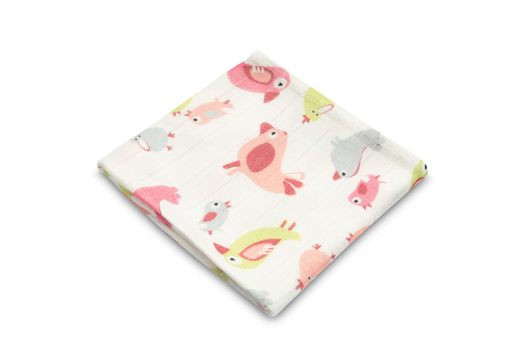 BAMBOO DIAPER BIRDS PINK 75x75