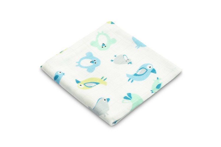 BAMBOO DIAPER BIRDS BLUE 75x75