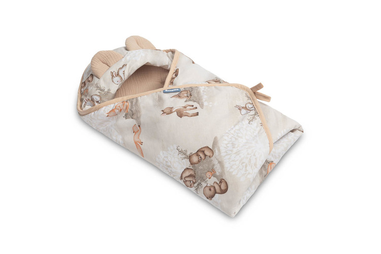 CAR SEAT SWADDLE BLANKET MUSLIN GROVE BROWN