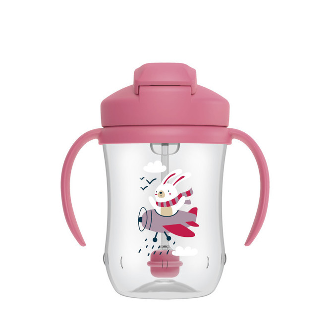 TC91011 KUBEK PIERWSZA SŁOMKA 270 ML RÓŻOWY KRÓLIK 6+