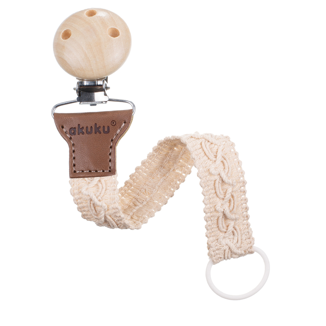 A0715 PACIFIER LANYARD COTTON ECRU