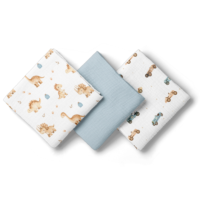 3015 Mullwindeln 70x70 cm, 3er-Pack, Blau BL301