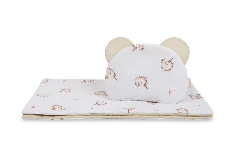 STROLLER SET COTTON UNICORN BEIGE 54X74 28X36
