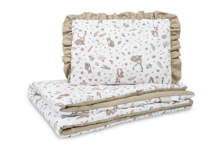 CRIB SET COTTON FOREST BEIGE 75X95 25X35