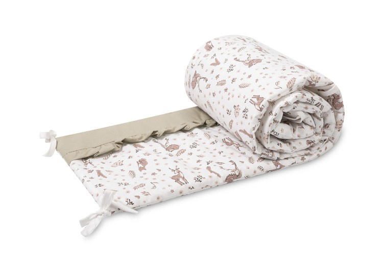 CRIB BUMPER COTTON FOREST BEIGE