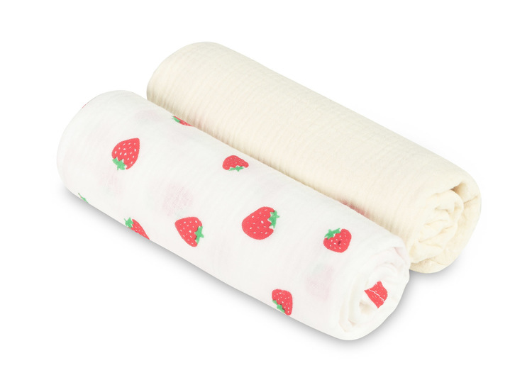 PIELUCHA MUŚLIN KRESZOWANY 60X75 2-PACK STRAWBERRY CREAM