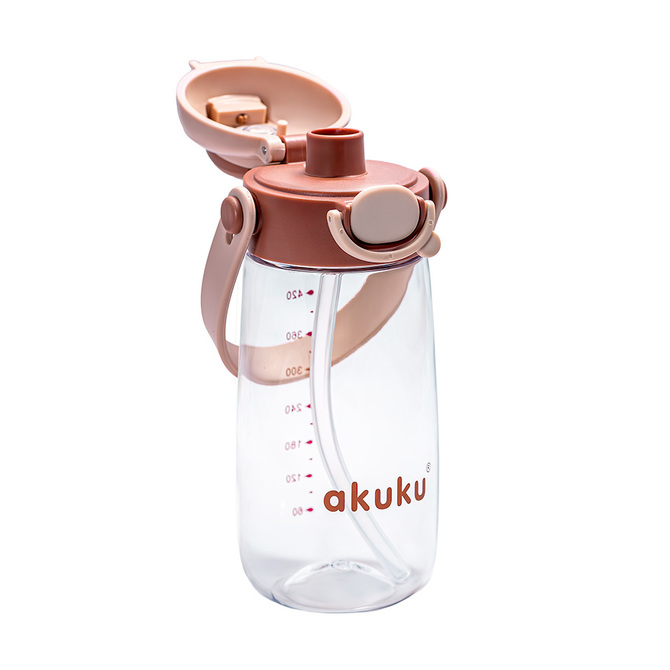 A0726 BIDON ZE SŁOMKĄ SZKOLNY 480ML MOCHA