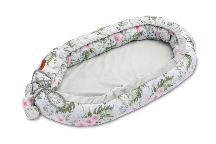 BABYNEST 80x45 GRAU BLUMEN