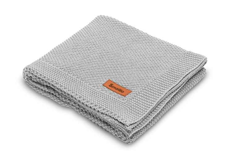 KNITTED BLANKET COTTON GREY 100X80