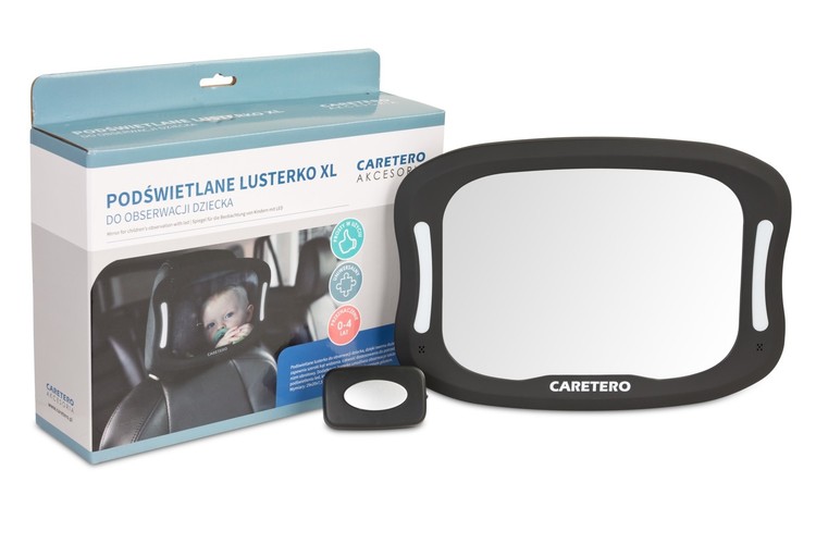 Illuminated XL mirror for child observation