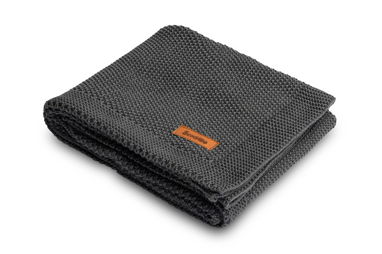 KNITTED BLANKET COTTON GRAPHITE 100X80