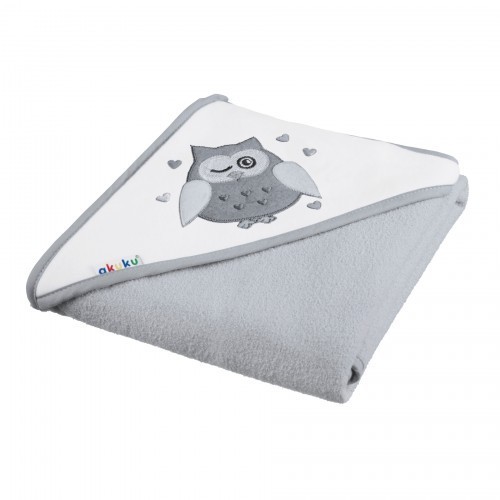 A1248 Baby hooded towel OWL GREY