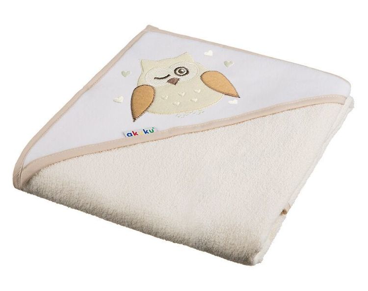 A1241 Baby hooded towel OWL Ecru