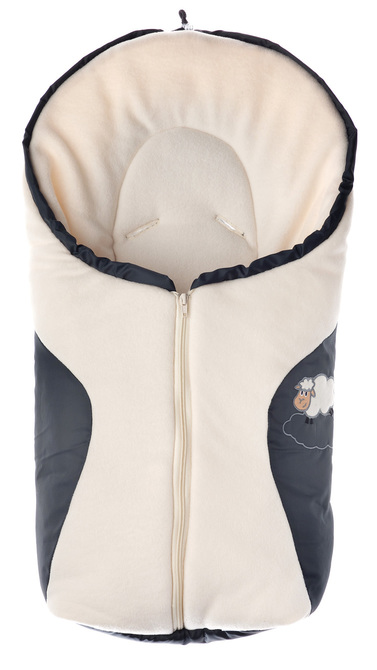 FUSSSACK FÜR BABYSCHALE – GRAPHITE / BEIGE FLEECE 75 X 36